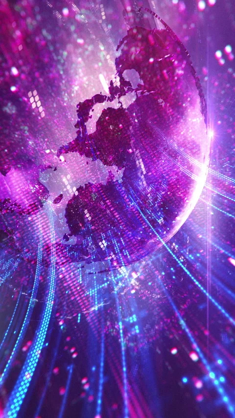 Global Artificial Intelligence Background Loop - Mobile Vertical Format Stock Footage 308449204