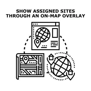 Global assignation mapping with website overlay Stock Illustration