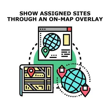 Global assignation mapping with website overlay Stock Illustration