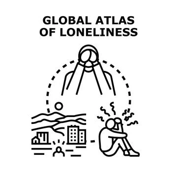 Global atlas exploring isolation and emotional health problem Stock Illustration