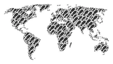 Global Atlas Pattern of Boot Footprint Icons Ilustração Stock
