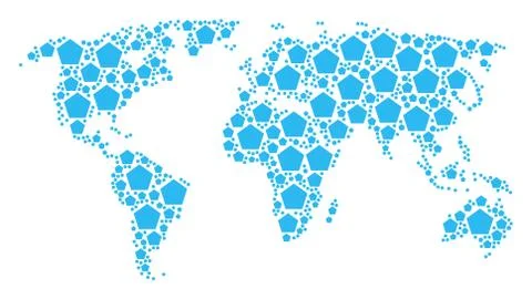 Global Atlas Pattern of Filled Pentagon Icons Illustrazione stock