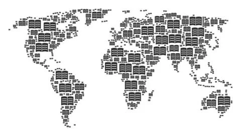 Global Atlas Pattern of Open Book Icons Stock Illustration