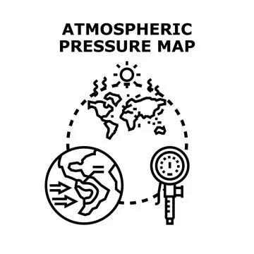 Global atmospheric pressure map visualizing weather forecasting Stock Illustration
