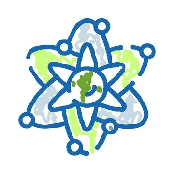 Global atom structure connecting world science network 库存插图