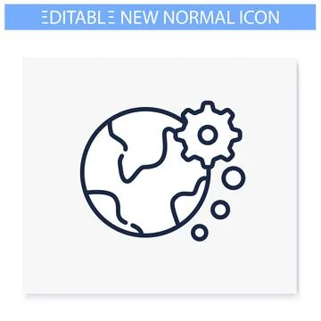 Global automation line icon. Editable illustration Stock Illustration