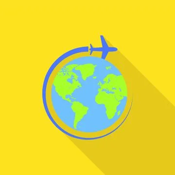 Global avia flight icon, flat style Stock Illustration