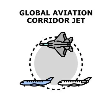 Global aviation corridor jet flight concept Stock Illustration
