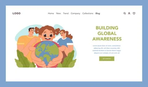 Global awareness concept. Flat vector illustration Stock Illustration