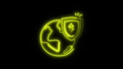 Global Banking Outline Icon in HD Video Neon Animation Stockbeeldmateriaal 304552329