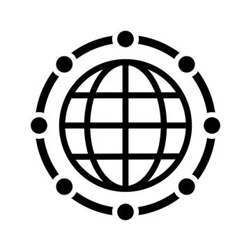 Global, big data icon. Black vector graphics. Stock Illustration