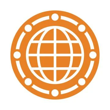 Global, big data icon. Orange color vector design. Stock Illustration