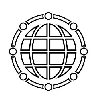 Global, big data outline icon. Line art vector. Stock Illustration
