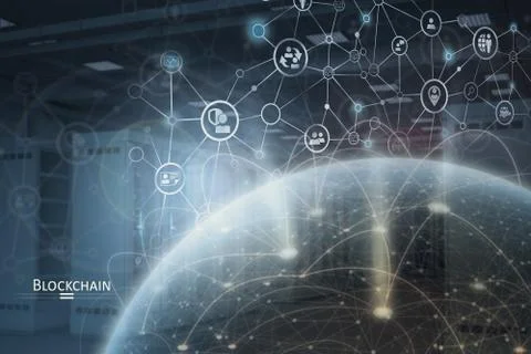 Global Blockchain network concept Foto stock