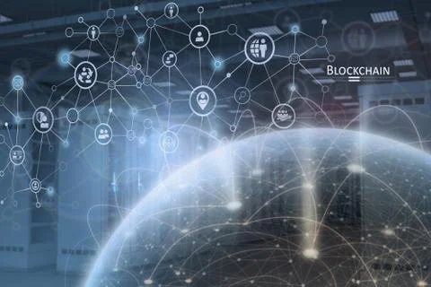 Global Blockchain network concept Stock Photos