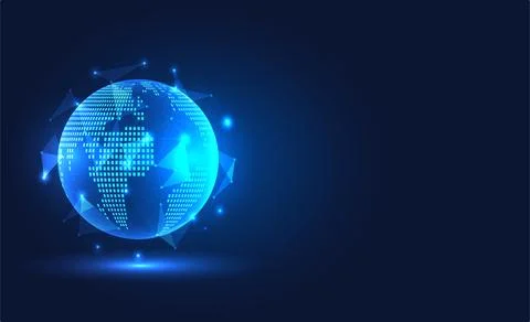 Global blockchain technology network that connects smart technology to prov.. 스톡 일러스트