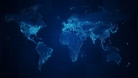 Global Blue World Map Loop Stock Footage