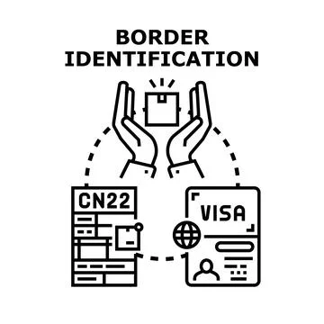 Global border control process requiring proper documentation for both package Stock Illustration