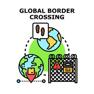 Global border crossing concept with immigration challenges Stock Illustration