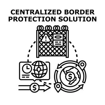 Global border security protecting territorial integrity solution Stock Illustration