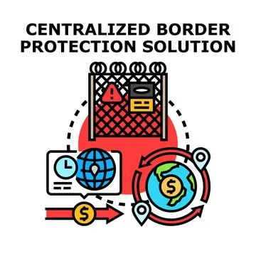 Global border security protecting territorial integrity solution Stock Illustration