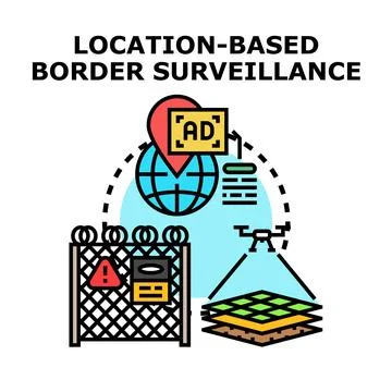 Global boundary control using location surveillance technology Stock Illustration