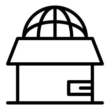 Global box relocation icon, outline style Illustrazione stock