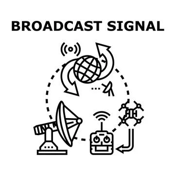 Global broadcast signal transmitting data technology concept Stock Illustration