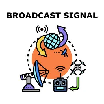 Global broadcast signal transmitting data technology concept Stock Illustration