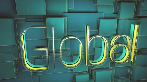 Global. Broadcast style animation. Сomplicated 3d text presentation. 動画素材 126919862
