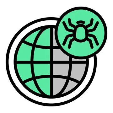 Global bug icon outline vector. Cyber attack イラスト素材