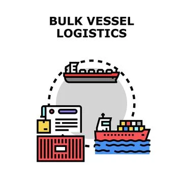 Global bulk vessel logistics network organizing cargo transportation Stock Illustration