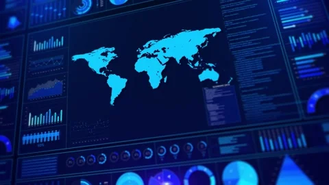 Global Business Analytics Dashboard Data Visualization Interface Professional da Stock Footage 341905328