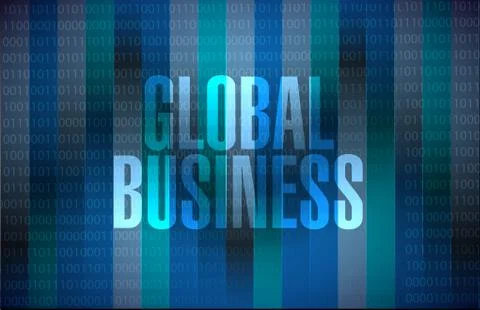 Global business binary sign concept Illustrazione stock
