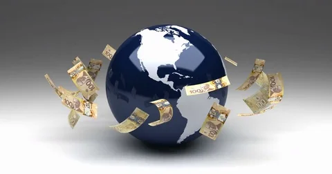 Global Business with Canadian Dollar Stock Footage