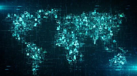 Global business cloud computing service of big data information technology   Stock Illustration