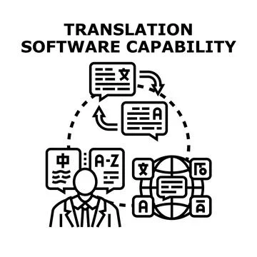 Global business communication, translating software capability concept Ilustração Stock
