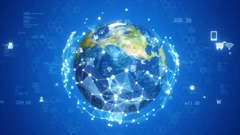 Global iş ağı ve uluslararası pazarları temsil eden stok görsel