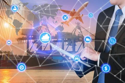 Global business connection technology interface global partner connection of  Stock Photos