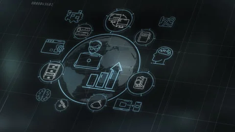 Global business connectivity and data analysis innovation process Stock Footage 330035334