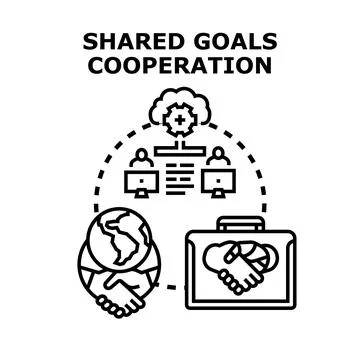 Global business cooperation achieving shared goals through teamwork Stock Illustration