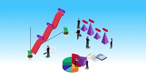 Global Business Data Analysis and Digital Marketing 3d animation cartoon Video stock 327343341