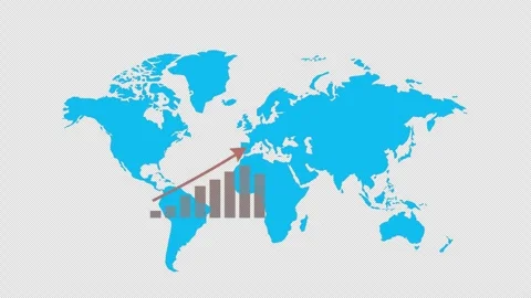 Global Business Growth Bar Chart with World Map Animation Stock Footage 311703053