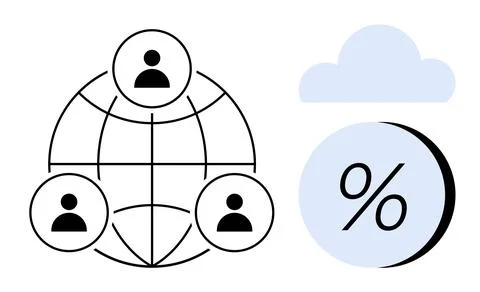 Global business network with cloud storage and data analysis Illustrazione stock
