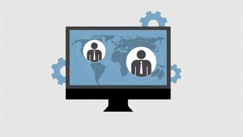 Global Business Network Communication on Computer Screen Animation Video stock 339763459