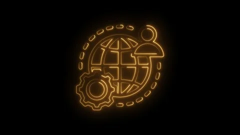 Global business operations management concept with glowing neon lines of a world Stock Footage 333954553