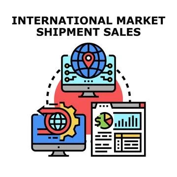 Global business process analyzing international market sales Stock Illustration