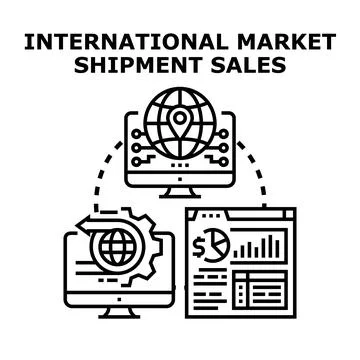 Global business process analyzing international market sales Stock Illustration