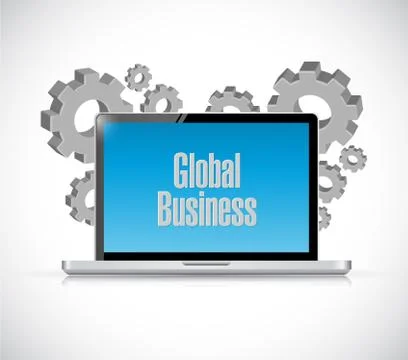 Global business tech computer sign concept 스톡 일러스트