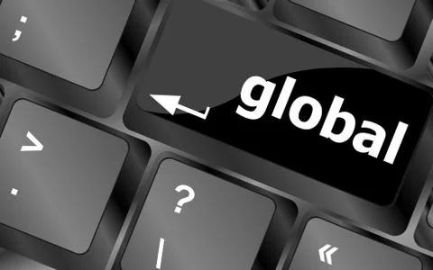 Global button on the keyboard - business concept Stockillustratie